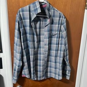 Van Huesen Men's Blue Plaid Shirt